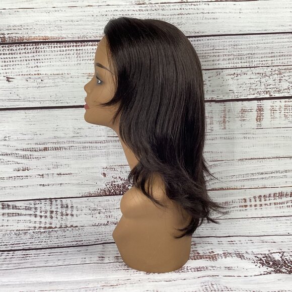 Fonda #2 Darkest Brown Partial Lace 1/2 Wig Lace Front New Synthetic Hair - Picture 4 of 7